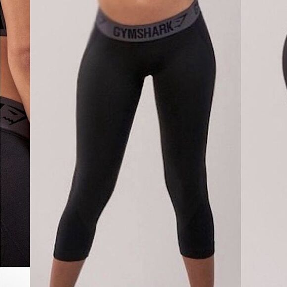 GYMSHARK | Seamless Fit Cropped Leggings Black & Gray Women’s Size Medium - Picture 1 of 7